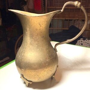 Vintage Solid Brass Footed Pitcher
